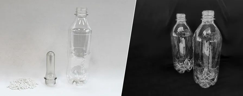 Origin Materials和赫斯基科技使用PETF制成先进的共聚酯。图示树脂、瓶坯和瓶子。Origin Materials和赫斯基科技™使用PETF制造的先进共聚酯瓶。.jpg